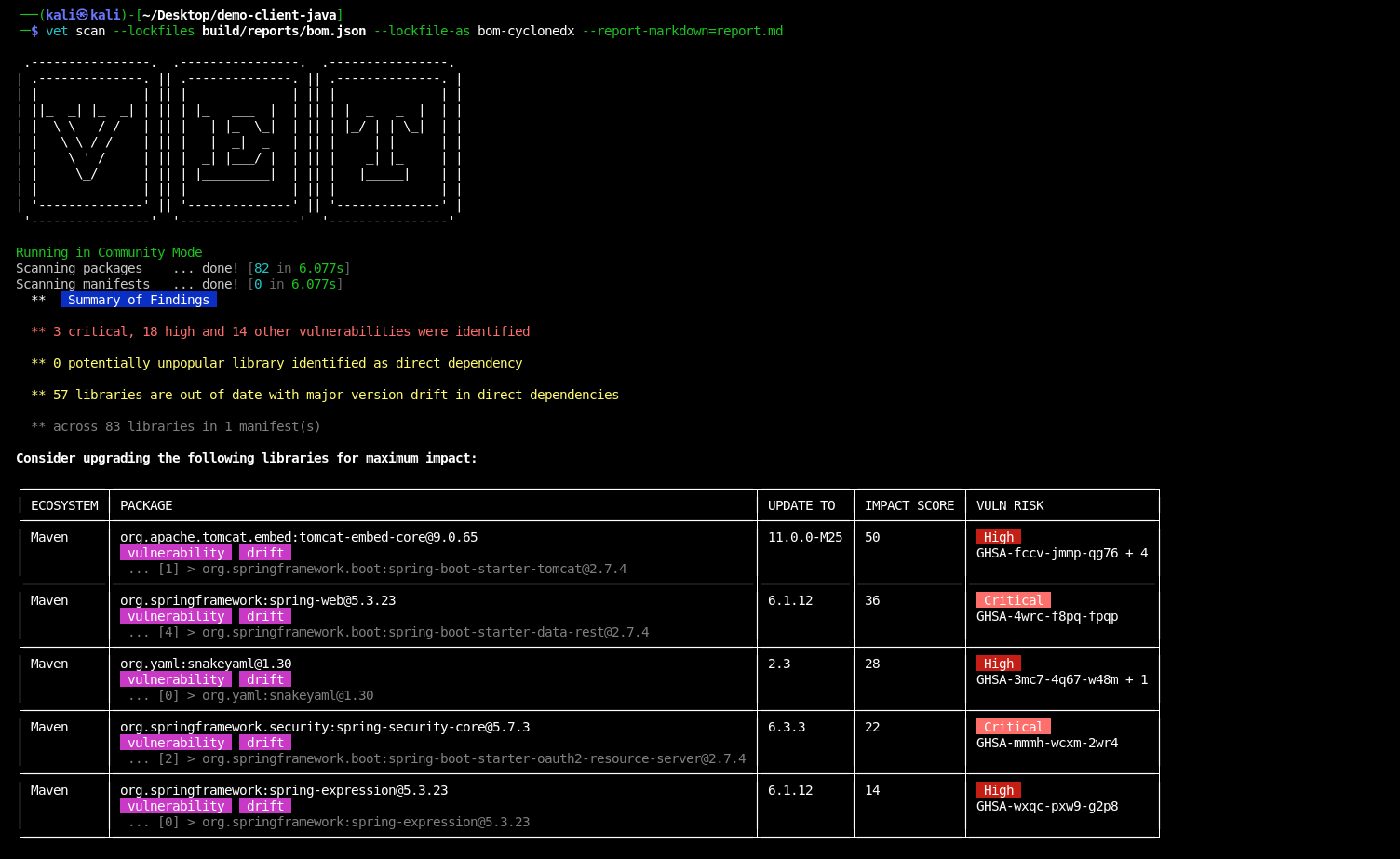 vet cyclonedx scan demo